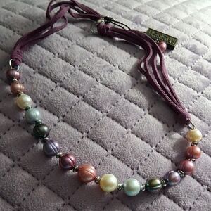 Honora Multicolor Pearl Necklace with Purple Cord